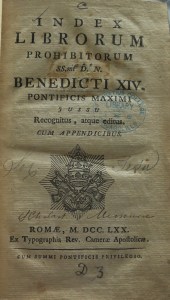 Cover of the 1870 edition of the Index Librorum Prohibitorum given by the Missouri Province to St. Ignatius College.
