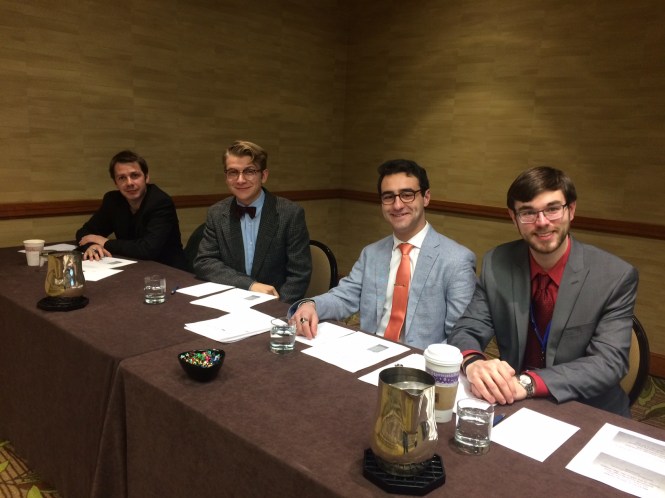 From left to right: Heinz Nauer (Lucerne), Gustav Roman (Loyola), Roman Krasnitsky (Loyola), and Michael Albani (Michigan State University).