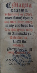 Titles page of the 1529 Magna Carta, still in Loyola's collections today.