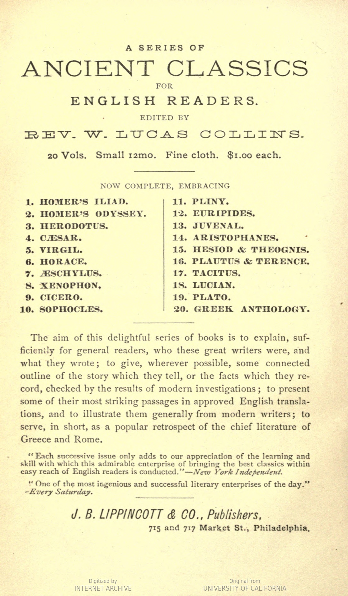 image of a description of titles in a publisher's series